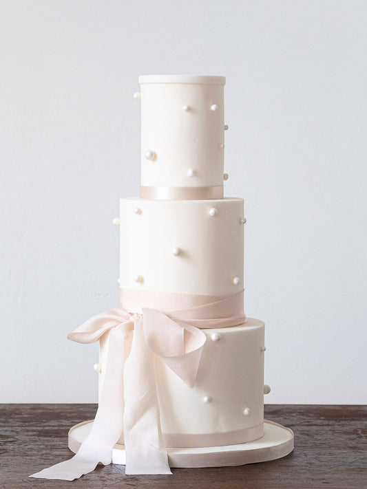 Silk & Pearls Wedding Cake