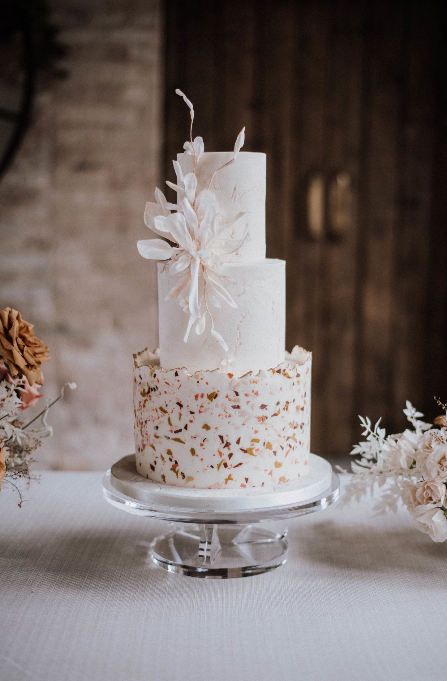 Terrazzo wedding cake from Saddleworth based Union Cakes